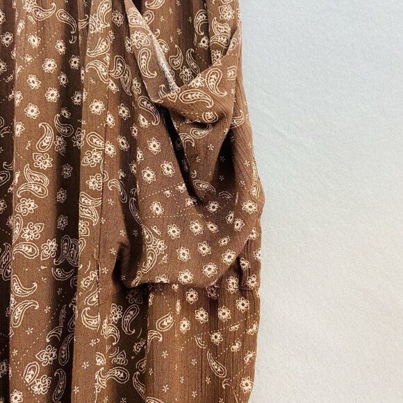 Easel 3x Jogger Style Pants Brown & Taupe Bandana Print Casual, Comfy, Boho - Picture 3 of 9